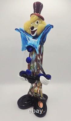 Murano Italy Hand Blown Art Glass Clown 12 Tall Top Hat Guitar