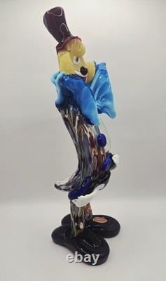 Murano Italy Hand Blown Art Glass Clown 12 Tall Top Hat Guitar