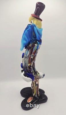 Murano Italy Hand Blown Art Glass Clown 12 Tall Top Hat Guitar