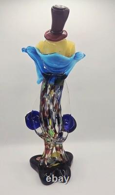 Murano Italy Hand Blown Art Glass Clown 12 Tall Top Hat Guitar