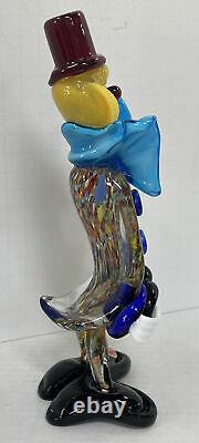 Murano Italy Hand Blown Art Glass Clown 9 Tall Top Hat Guitar With Sticker