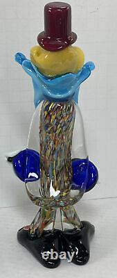 Murano Italy Hand Blown Art Glass Clown 9 Tall Top Hat Guitar With Sticker