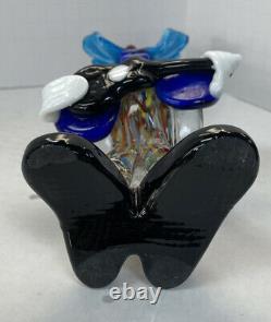 Murano Italy Hand Blown Art Glass Clown 9 Tall Top Hat Guitar With Sticker