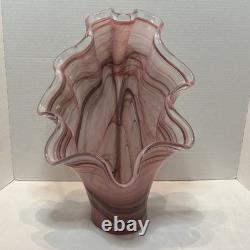 Murano Italy Hand Blown Art Glass Flower Vase Vintage Decor