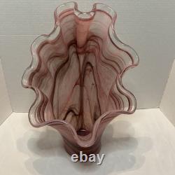 Murano Italy Hand Blown Art Glass Flower Vase Vintage Decor