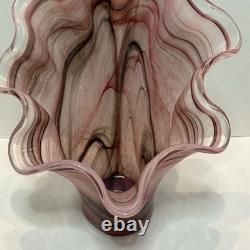 Murano Italy Hand Blown Art Glass Flower Vase Vintage Decor