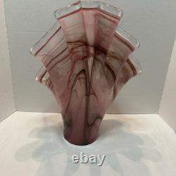 Murano Italy Hand Blown Art Glass Flower Vase Vintage Decor
