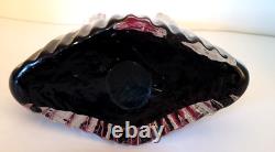 Murano Italy Hand Blown Art Glass Purse Pink Dot with Black Purse Vintage