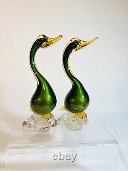 Murano Italy Hand Blown Genuine Venetian Glass Pair of Duck Figurines- Stickers