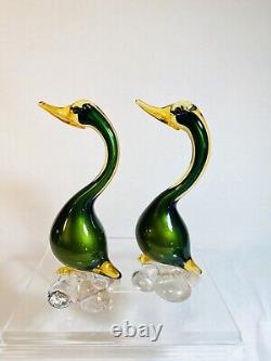 Murano Italy Hand Blown Genuine Venetian Glass Pair of Duck Figurines- Stickers