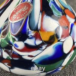 Murano Italy Hand Blown Multicolor Art Glass Vase 6.5