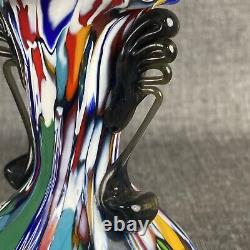 Murano Italy Hand Blown Multicolor Art Glass Vase 6.5