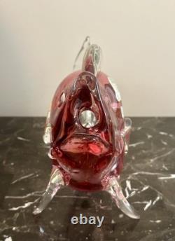 Murano, Italy Hand Blown Pink and Clear Glass Fish-Girolamo Luxardo Decanter
