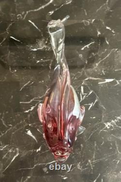 Murano, Italy Hand Blown Pink and Clear Glass Fish-Girolamo Luxardo Decanter
