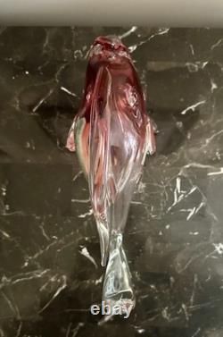 Murano, Italy Hand Blown Pink and Clear Glass Fish-Girolamo Luxardo Decanter
