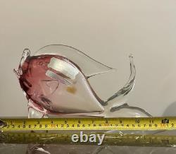 Murano, Italy Hand Blown Pink and Clear Glass Fish-Girolamo Luxardo Decanter