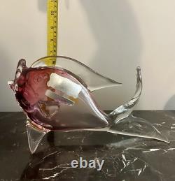 Murano, Italy Hand Blown Pink and Clear Glass Fish-Girolamo Luxardo Decanter