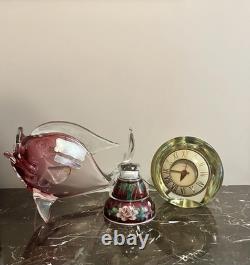 Murano, Italy Hand Blown Pink and Clear Glass Fish-Girolamo Luxardo Decanter