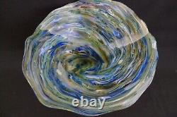 Murano Italy Venetian Hand Blown Art Glass Swirl Conch Shell Bowl Vase Signed