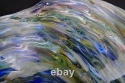 Murano Italy Venetian Hand Blown Art Glass Swirl Conch Shell Bowl Vase Signed