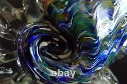 Murano Italy Venetian Hand Blown Art Glass Swirl Conch Shell Bowl Vase Signed