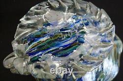 Murano Italy Venetian Hand Blown Art Glass Swirl Conch Shell Bowl Vase Signed