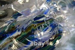 Murano Italy Venetian Hand Blown Art Glass Swirl Conch Shell Bowl Vase Signed