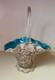 Murano Italy Venetian Hand Blown Glass Decorative Basket with Handle Blue