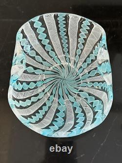 Murano Italy Venini Latticino Hand Blown Glass Decorative Bowl 5 7/8
