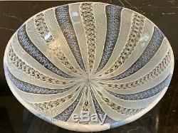 Murano Italy Venini Latticino Large Hand Blown Glass Bowl 9 3/4
