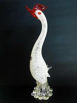 Murano Italy WHITE BIRD PAIR Venetian Art Glass Geese Rooster Egret LG FIGURINES