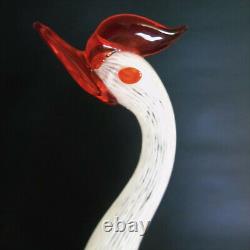 Murano Italy WHITE BIRD PAIR Venetian Art Glass Geese Rooster Egret LG FIGURINES