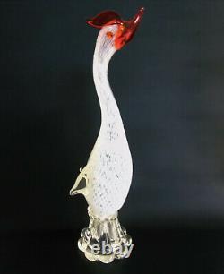 Murano Italy WHITE BIRD PAIR Venetian Art Glass Geese Rooster Egret LG FIGURINES