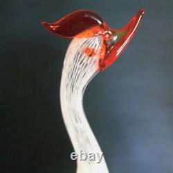 Murano Italy WHITE BIRD PAIR Venetian Art Glass Geese Rooster Egret LG FIGURINES