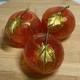 Murano Italy art glass hand blown red orange fruit figurine withgold flecks set 3