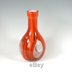 Murano Large 11 Hand Blown Cased Art Glass Finestre Window Vase Orange Swirl