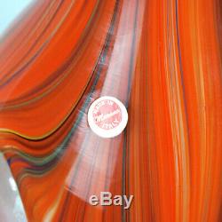 Murano Large 11 Hand Blown Cased Art Glass Finestre Window Vase Orange Swirl