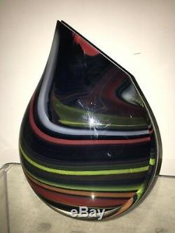 Murano Large Vintage Multicolor Sommerso Art Glass Vase Signed Glass Studio MCM