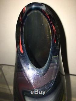 Murano Large Vintage Multicolor Sommerso Art Glass Vase Signed Glass Studio MCM