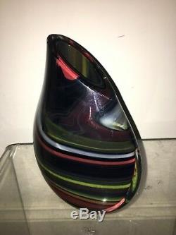 Murano Large Vintage Multicolor Sommerso Art Glass Vase Signed Glass Studio MCM