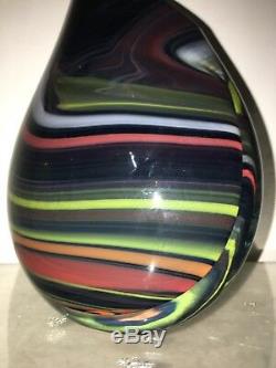 Murano Large Vintage Multicolor Sommerso Art Glass Vase Signed Glass Studio MCM