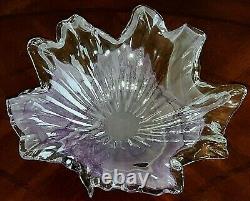 Murano Lavorazione Arte Glass Bowl Purple Swirl Italy Large Hand Blown Vintage