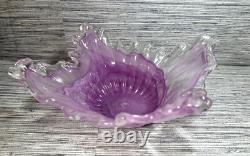 Murano Lavorazione Arte Hand Blown Light Purple Glass Centerpiece Art Bowl Murano Lavorazione Arte Hand Blown Light Purple Glass Centerpiece Art Bowl