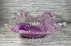 Murano Lavorazione Arte Hand Blown Light Purple Glass Centerpiece Art Bowl