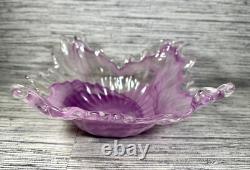 Murano Lavorazione Arte Hand Blown Light Purple Glass Centerpiece Art Bowl