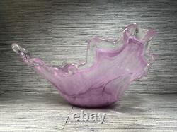 Murano Lavorazione Arte Hand Blown Light Purple Glass Centerpiece Art Bowl