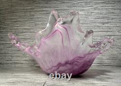 Murano Lavorazione Arte Hand Blown Light Purple Glass Centerpiece Art Bowl