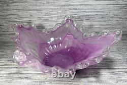 Murano Lavorazione Arte Hand Blown Light Purple Glass Centerpiece Art Bowl