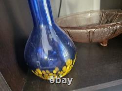 Murano Lavorazione Hand Blown 13 Vase Blue & Yellow Art Glass From Italy #2035