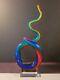 Murano MCM Art Glass Blue Green Red Abstract 12 Love Knot Sculpture Hand Blown